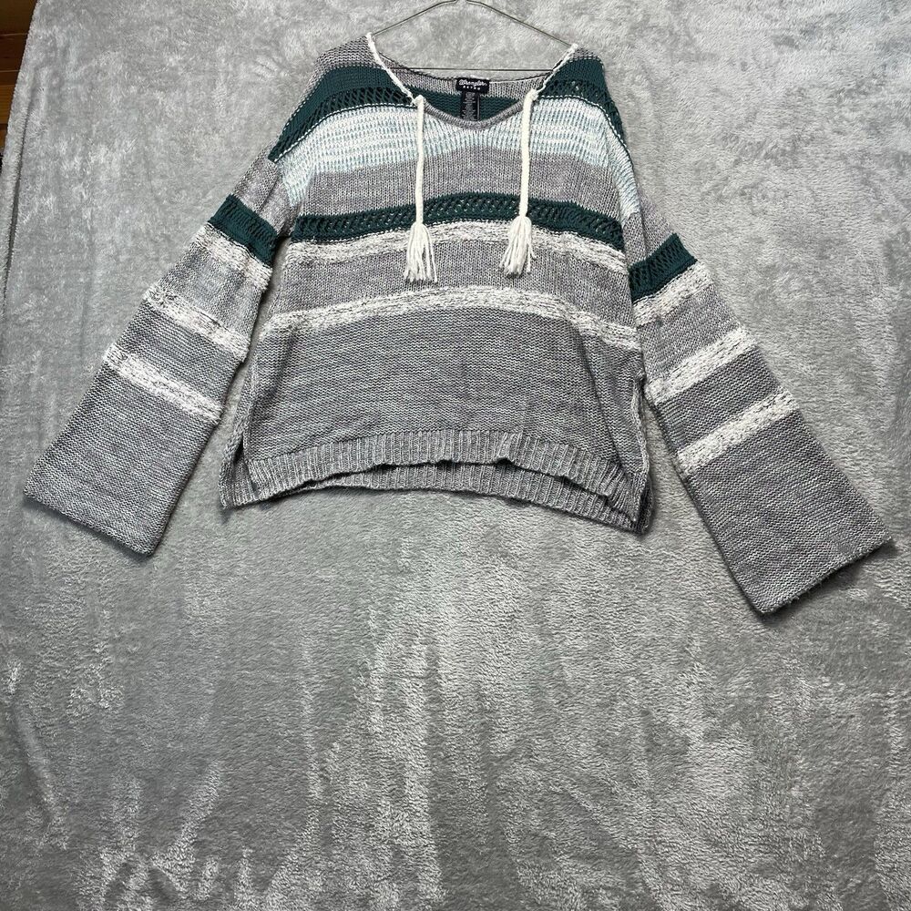 Wrangler Retro Sweater Women's L Open Knit Bell Sleeves Tassels Grunge Boho